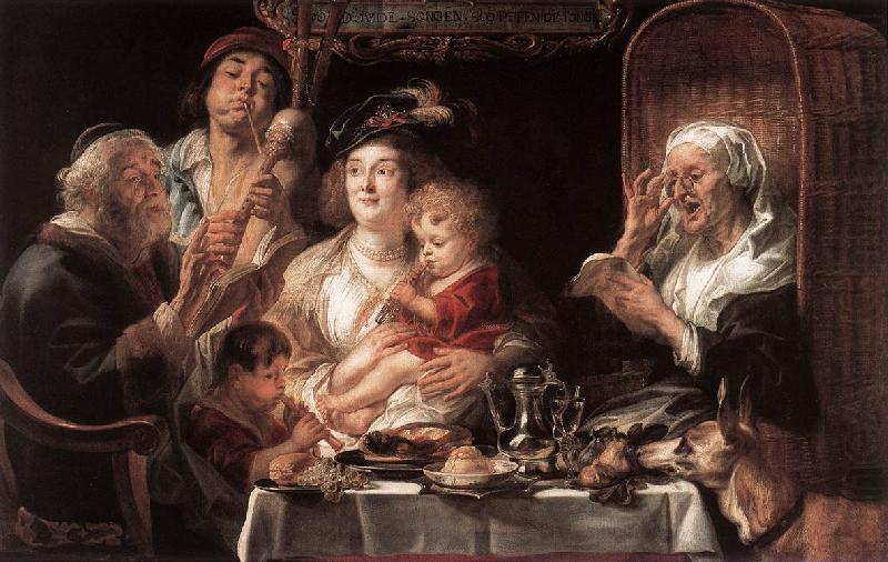 As the Old Sang the Young Play Pipes dy, JORDAENS, Jacob